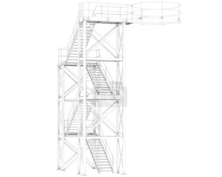 Photo for Fire escape stairs isolated on white background. 3d rendering - illustration - Royalty Free Image