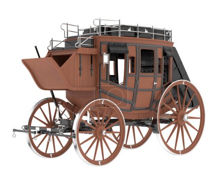 Photo for Stagecoach isolated on white background. 3d rendering - illustration - Royalty Free Image