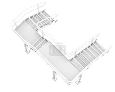 Téléchargez les photos : Escaliers avec plate-forme isolée sur fond, illustration en 3D - en image libre de droit