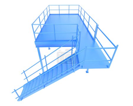Téléchargez les photos : Escaliers avec plate-forme isolée sur fond, illustration en 3D - en image libre de droit