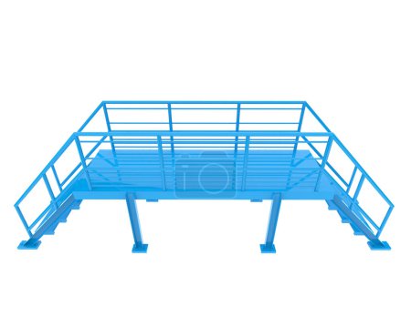 Foto de Escaleras con plataforma aislada sobre fondo, ilustración en 3D - Imagen libre de derechos