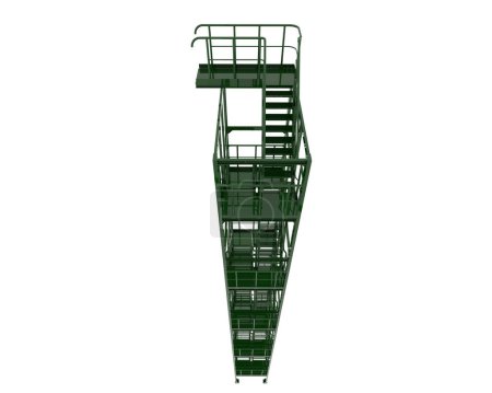 Foto de Escaleras de escape de incendios aisladas sobre fondo blanco. representación 3d - ilustración - Imagen libre de derechos