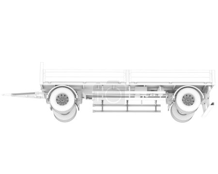 Photo for Car trailer isolated on white background. 3d rendering - illustration - Royalty Free Image
