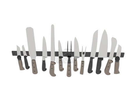 Téléchargez les photos : Ensemble de couteaux sur fond blanc - en image libre de droit