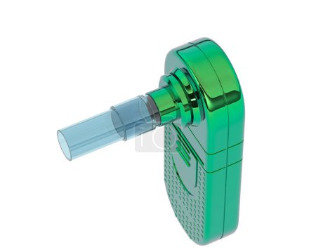 Téléchargez les photos : Inhalateur médical pour les patients asthmatiques sur fond blanc. rendu 3d - illustration - en image libre de droit