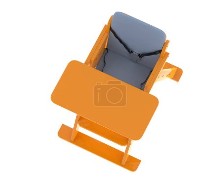 Téléchargez les photos : Chaise bébé isolée sur fond blanc. rendu 3d - illustration - en image libre de droit