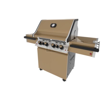 Téléchargez les photos : Barbecue grill isolé sur fond blanc. rendu 3d - illustration - en image libre de droit
