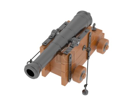 Photo for 3D rendering illustration of a naval cannon - Royalty Free Image