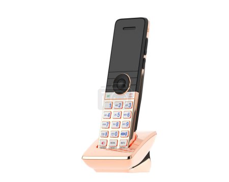 Photo for Cordless phone isolated on white background. 3d rendering - illustration - Royalty Free Image