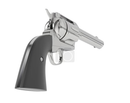Téléchargez les photos : Vieux pistolet isolé sur fond blanc. rendu 3d - illustration - en image libre de droit