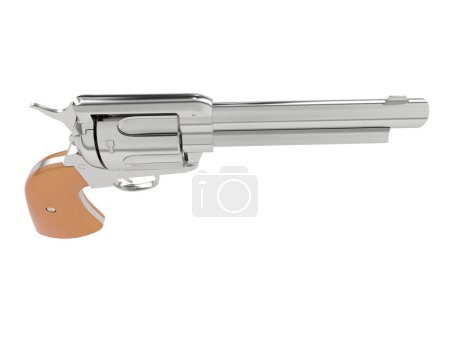 Téléchargez les photos : Vieux pistolet isolé sur fond blanc. rendu 3d - illustration - en image libre de droit