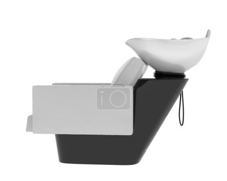 Téléchargez les photos : Chaise de lavage isolée sur fond gris. rendu 3d - illustration - en image libre de droit