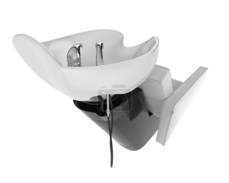 Téléchargez les photos : Chaise de lavage isolée sur fond gris. rendu 3d - illustration - en image libre de droit