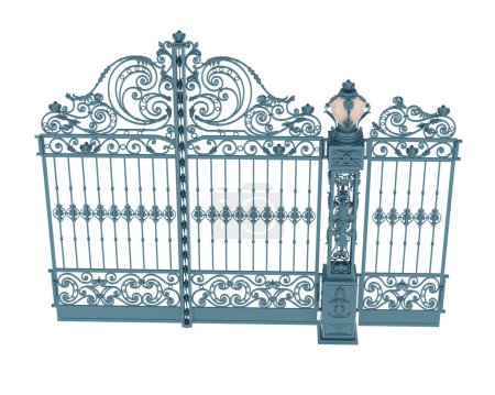 Foto de Puerta forjada aislada sobre fondo blanco. representación 3d - ilustración - Imagen libre de derechos