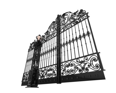 Foto de Puerta forjada aislada sobre fondo blanco. representación 3d - ilustración - Imagen libre de derechos