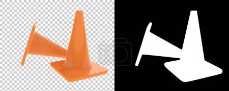 Photo for Traffic cones on transparent and black background - Royalty Free Image