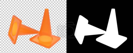 Photo for Traffic cones on transparent and black background - Royalty Free Image