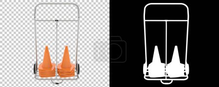 Photo for Traffic cones on carry on transparent and black background - Royalty Free Image