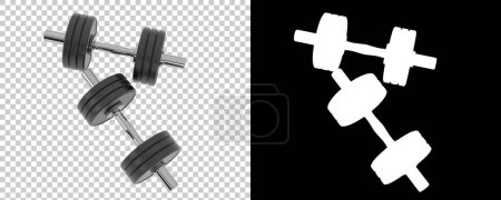 Photo for Dumbbells, sport equipment on transparent and black background - Royalty Free Image