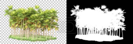 Téléchargez les photos : Forêt tropicale isolée en arrière-plan avec masque. rendu 3d - illustration - en image libre de droit