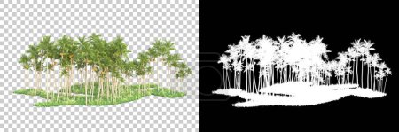 isolated 3d render of trees for collaging, alpha channel
