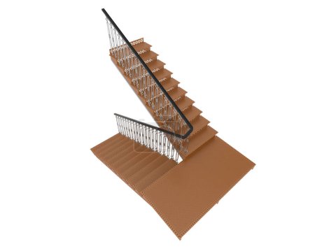 Photo for Indoors stairs isolated on white background. 3d rendering - Royalty Free Image