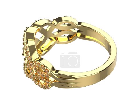 Foto de Jewelry ring isolated on white background. 3d rendering - Imagen libre de derechos