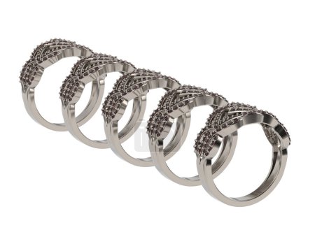 Téléchargez les photos : Jewelry rings isolated on white background. 3d rendering - en image libre de droit
