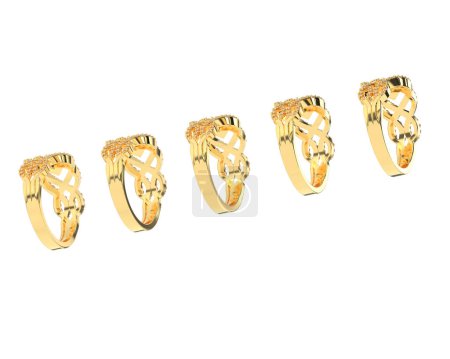 Photo for Jewelry rings isolated on white background. 3d rendering - Royalty Free Image