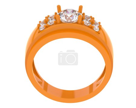 Téléchargez les photos : Engagement diamond ring isolated on white background. 3d rendering - en image libre de droit