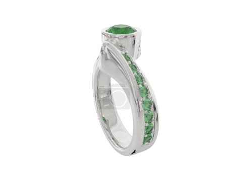 Foto de Engagement diamond ring isolated on white background. 3d rendering - Imagen libre de derechos
