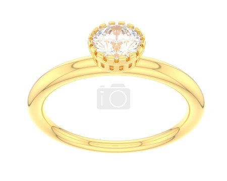 Photo for Engagement diamond ring isolated on white background. 3d rendering - Royalty Free Image