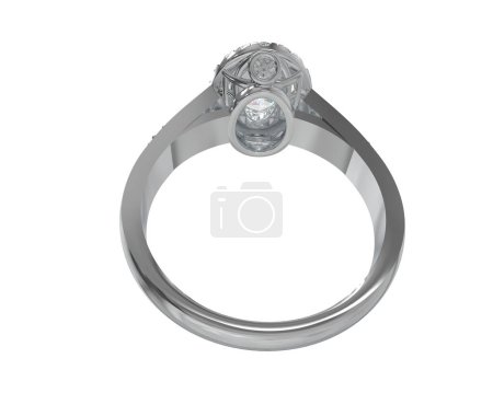 Foto de Anillo de diamantes de compromiso aislado sobre fondo blanco - Imagen libre de derechos