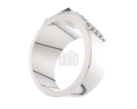 Photo for Ring with diamonds on a white background. 3d rendering - Royalty Free Image