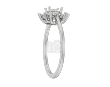 Photo for Ring with diamonds on a white background. 3d rendering - Royalty Free Image