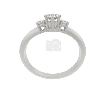 Foto de Anillo con diamantes sobre fondo blanco. renderizado 3d - Imagen libre de derechos