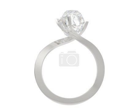 Photo for Ring with diamond on a white background. 3d rendering - Royalty Free Image
