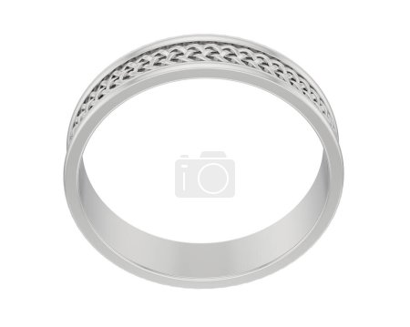 Téléchargez les photos : Bague de fiançailles en diamant isolé sur fond blanc. rendu 3d - illustration - en image libre de droit