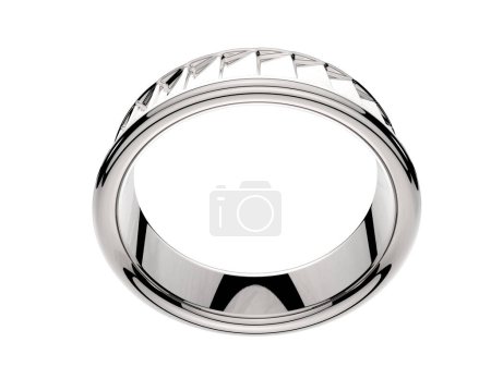 Téléchargez les photos : Bague de fiançailles en diamant isolé sur fond blanc. rendu 3d - illustration - en image libre de droit