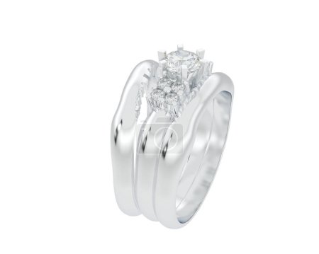 Téléchargez les photos : Bague de fiançailles en diamant isolé sur fond blanc - en image libre de droit