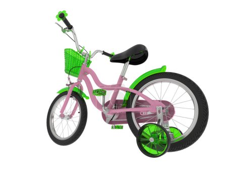 Photo for Kid bike isolated on white background. 3d rendering - illustration - Royalty Free Image