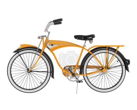 Téléchargez les photos : Vélo rétro isolé sur fond blanc. rendu 3d - illustration - en image libre de droit