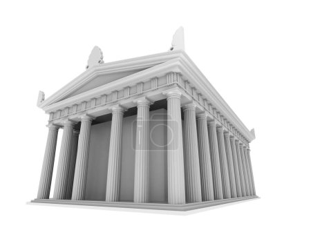 Photo for Greek temple isolated on white background. 3d rendering - illustration - Royalty Free Image