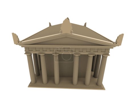 Téléchargez les photos : Temple grec isolé sur fond blanc. rendu 3d - illustration - en image libre de droit
