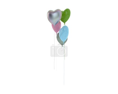 Photo for Heart balloons isolated on background. 3d rendering - illustration - Royalty Free Image