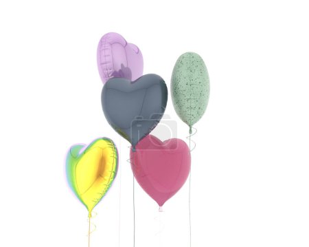 Téléchargez les photos : Ballons cardiaques isolés sur le fond. rendu 3d - illustration - en image libre de droit