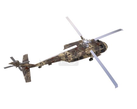 Photo for Military helicopter isolated on white background. 3d rendering - illustration - Royalty Free Image