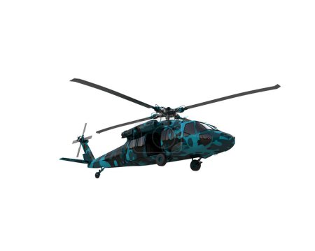 Photo for Military helicopter isolated on white background. 3d rendering - illustration - Royalty Free Image