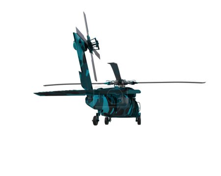 Téléchargez les photos : Hélicoptère militaire isolé sur fond blanc. rendu 3d - illustration - en image libre de droit