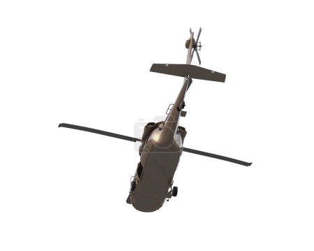 Téléchargez les photos : Hélicoptère militaire isolé sur fond blanc. rendu 3d - illustration - en image libre de droit